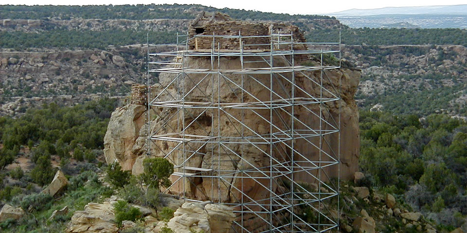 pres-threecorns-lrg Rock Formation Covered in Railings