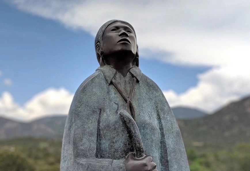 wheelwright "Bronze statue of a Native American figure gazing upward